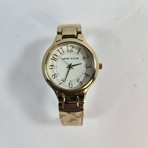 Watch Gold Tone Anne Klein Women's Quartz White Dial Resin Band – Pre-Owned